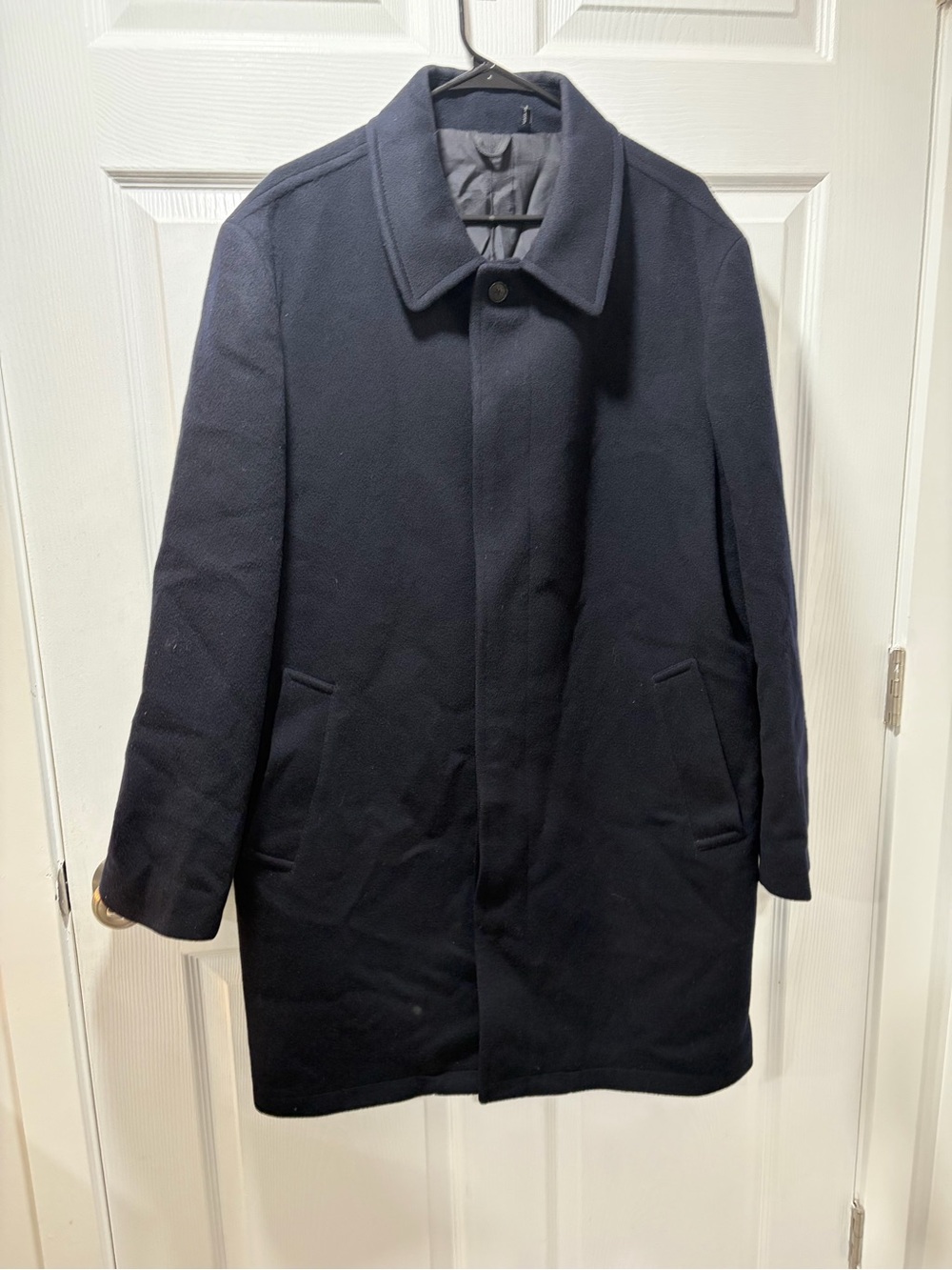 Nautica Black Wool Peacoat Overcoat Warm Heavy Coat Jacket Pockets Corporate 42R
